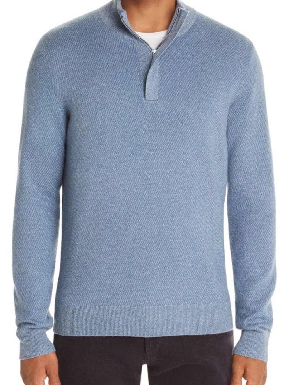 The Mens Store Light Blue Quarter Zip Wool Pullover Sweater